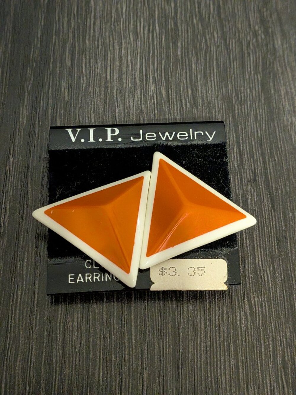Vintage VIP Jewelry Orange Triangle Mod Clip-On Earrings